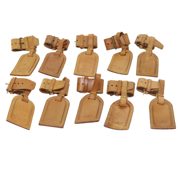 Louis Vuitton Accessories - LOUIS VUITTON Powanie Name Tag Leather 10set Beige LV Auth 54475